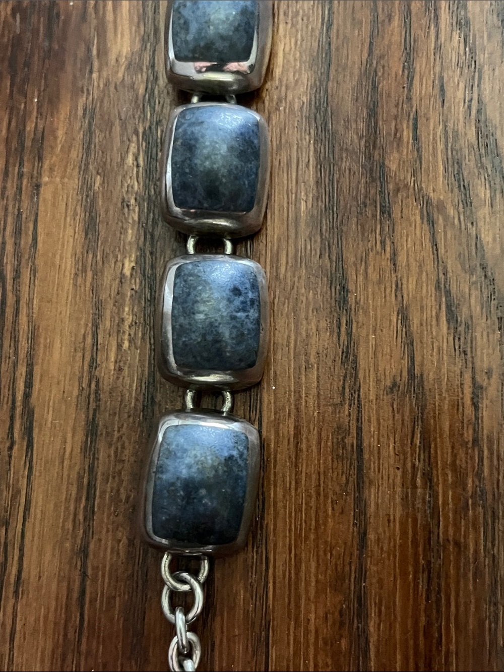 Taxco Silver Bracelet with Blue-Grey Stones - Picture 2 of 13